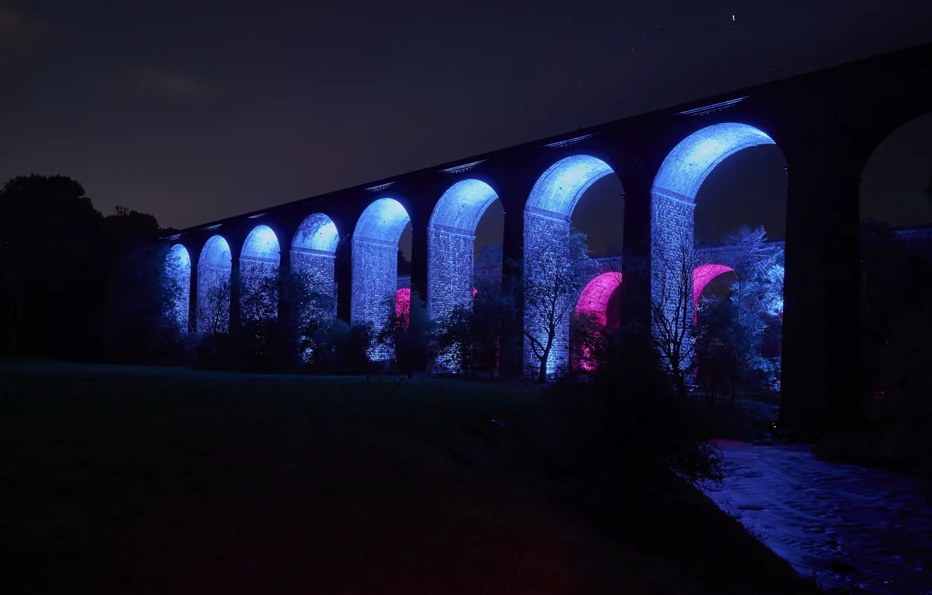Фото обои ночь, мост, цвет