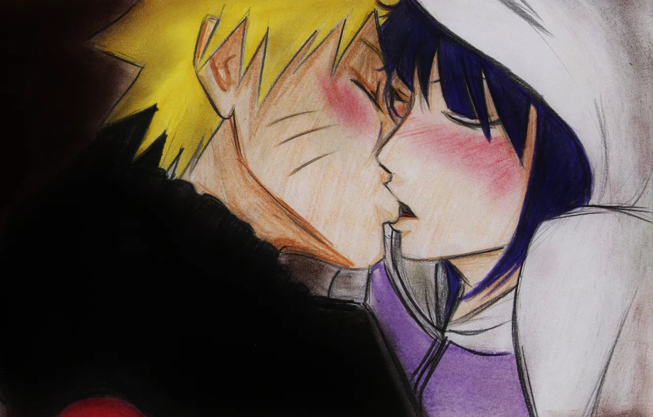 Фото обои девушка, поцелуй, аниме, арт, парень, Наруто, Naruto, Naruto Uzumaki