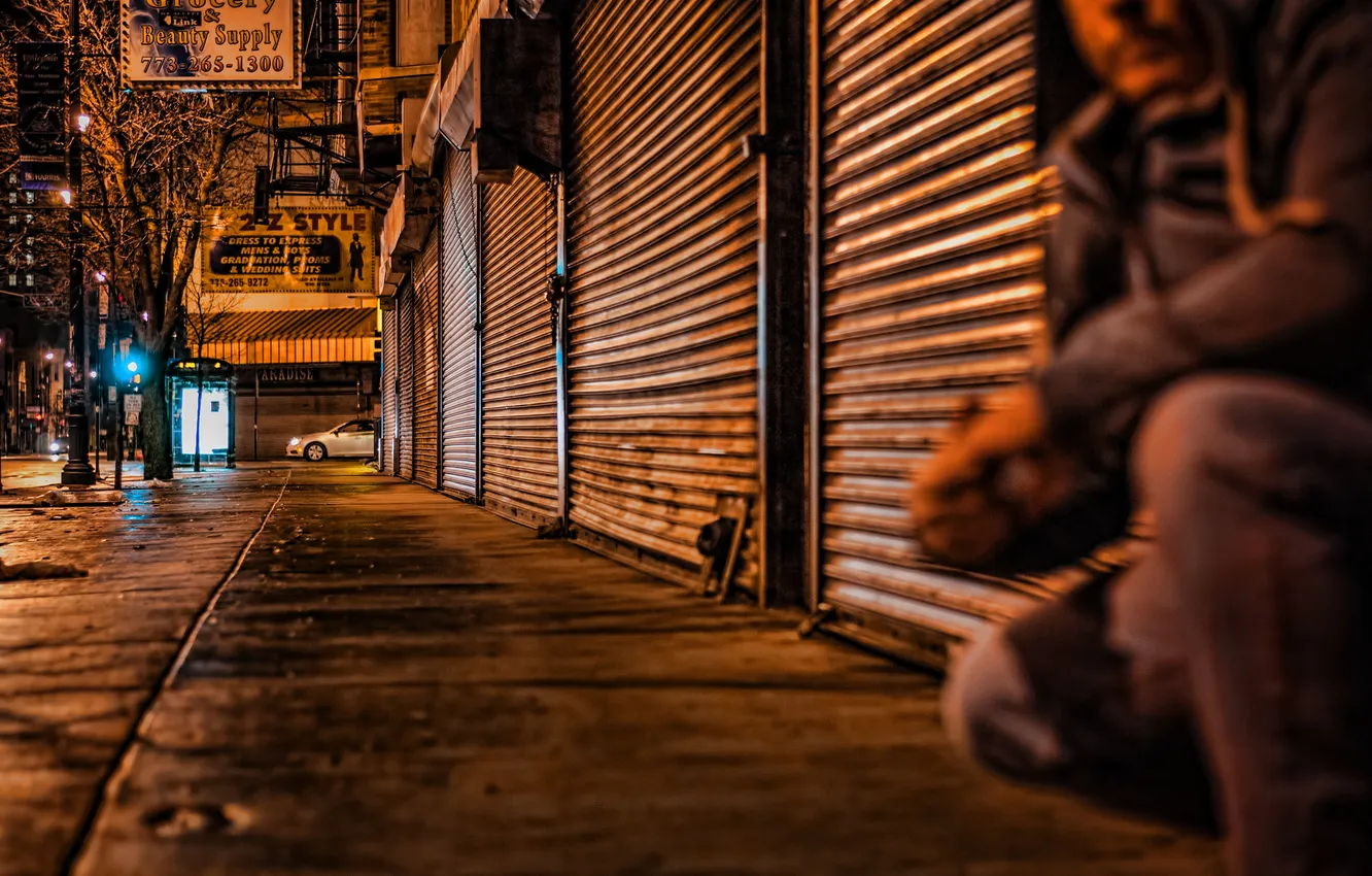 Фото обои город, улица, вечер, Чикаго, парень, Иллиноис