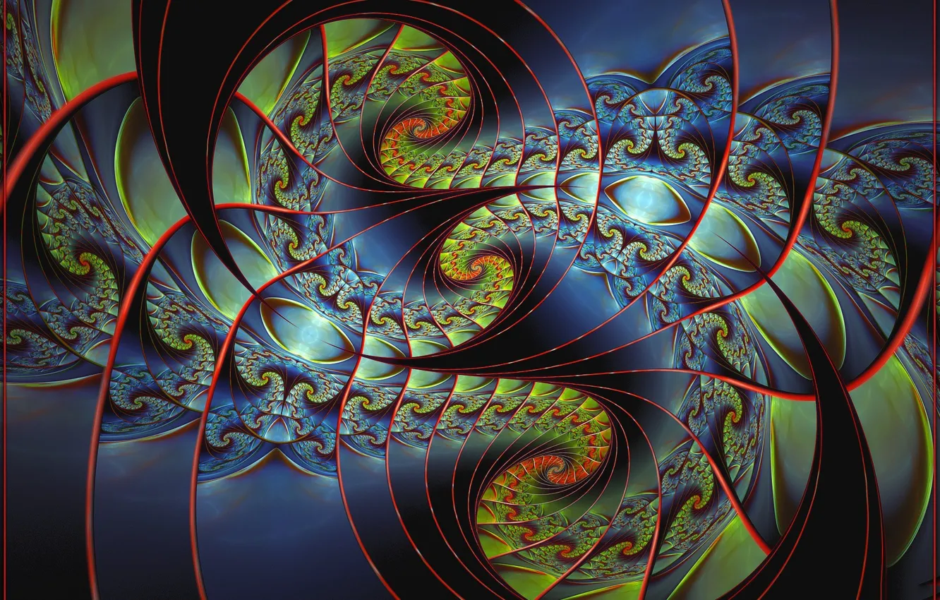 Фото обои спирали, вращение, фрактал, digital art, fractal, цифровой арт, spirals, rotation