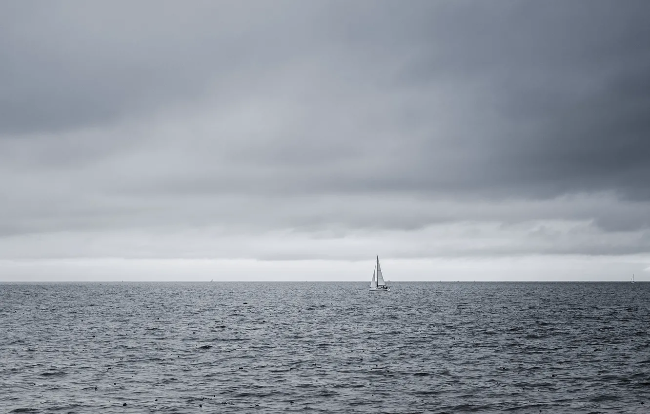 Фото обои storm, Argentina, boats, horizon, sailing, gray clouds, Buenos Aires, rainy
