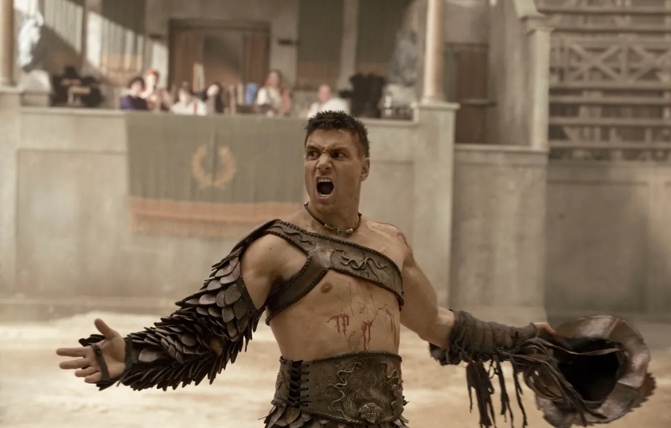 Фото обои арена, Spartacus, Crixus, Крикс, Ману Беннет