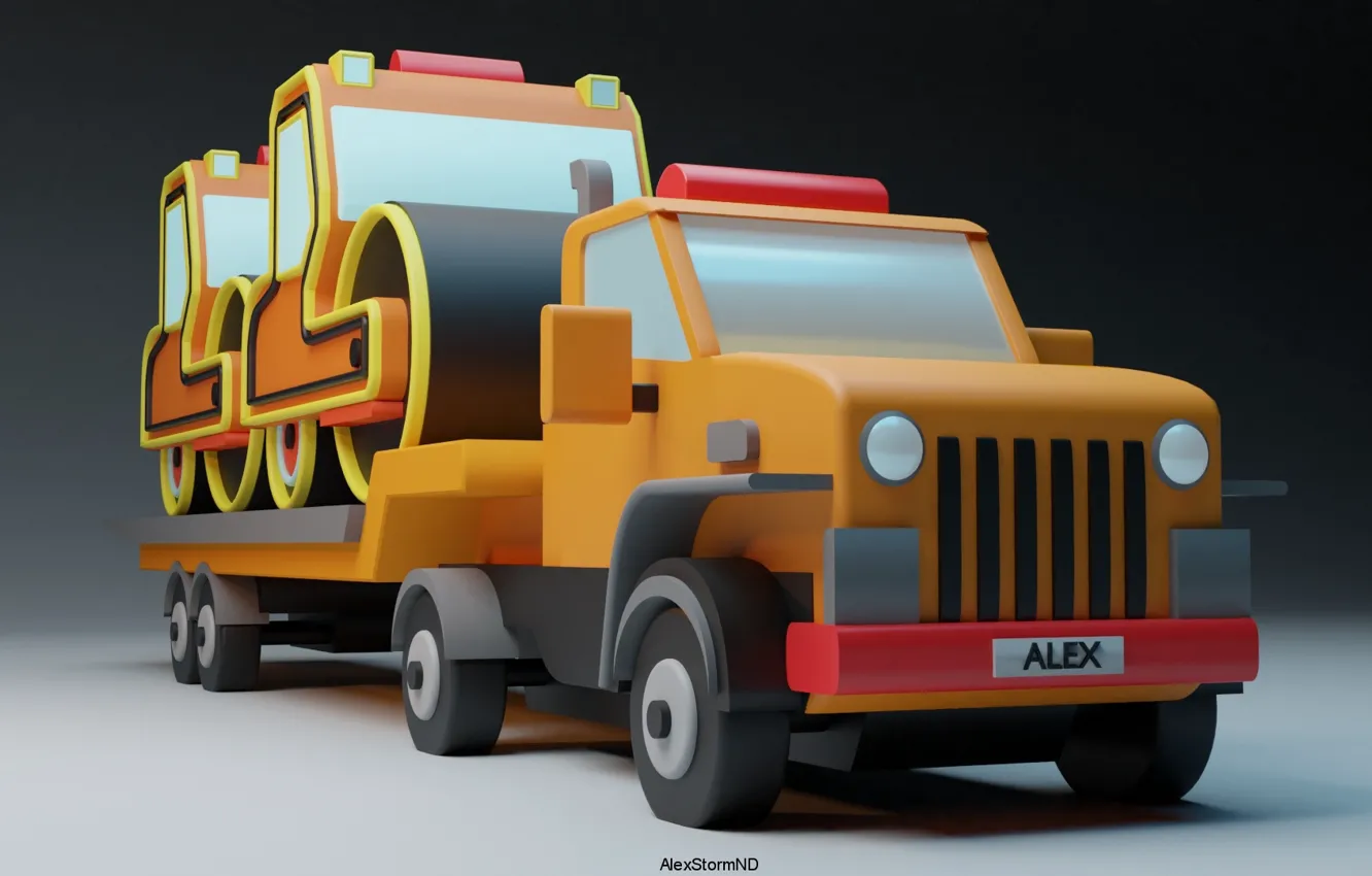 Фото обои игрушка, каток, машинка, Тягач, AlexStormND
