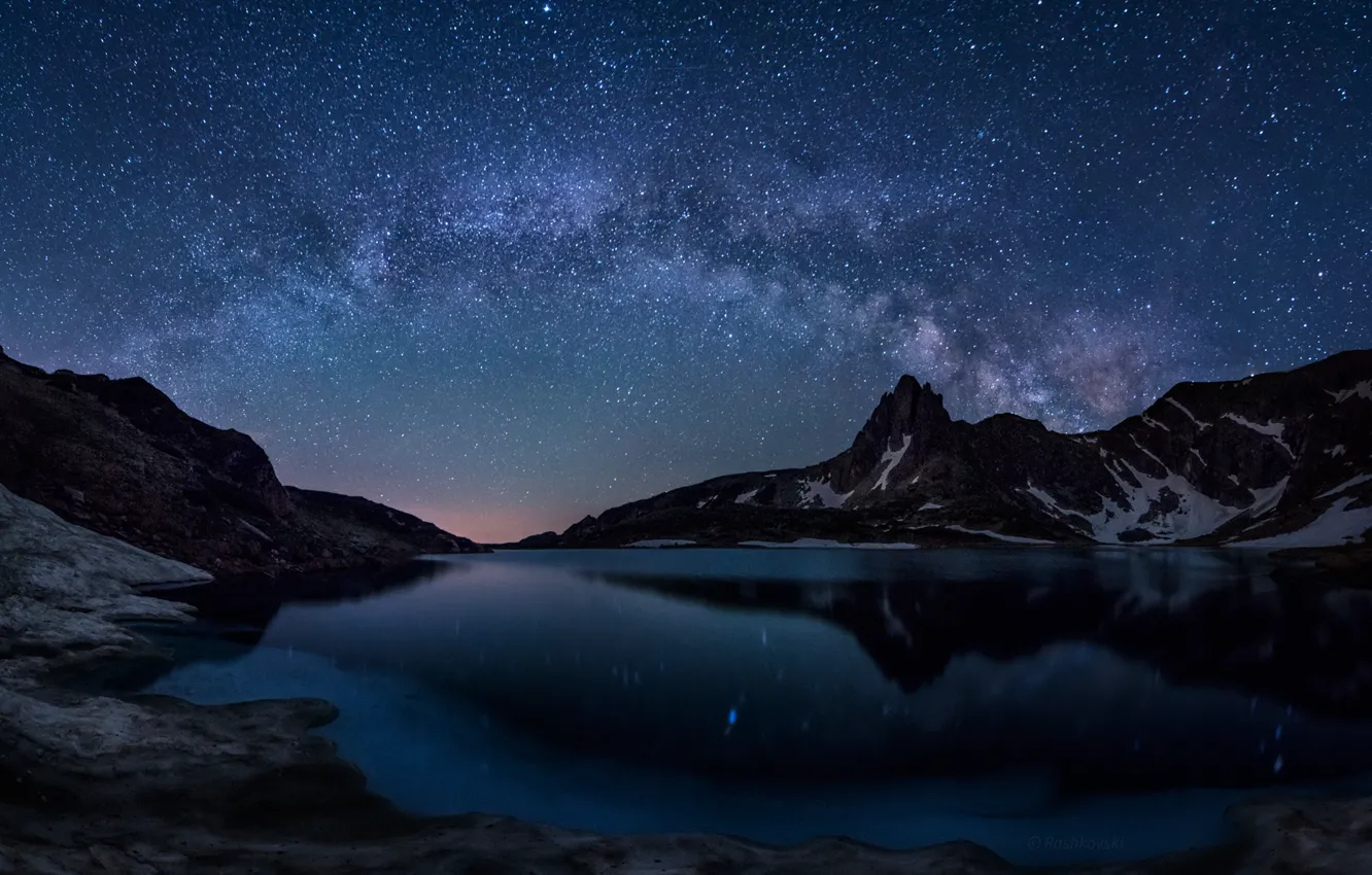 Фото обои звезды, отражение, зеркало, Млечный Путь, Болгария, тайны, Национальный парк Рила, горы Рила
