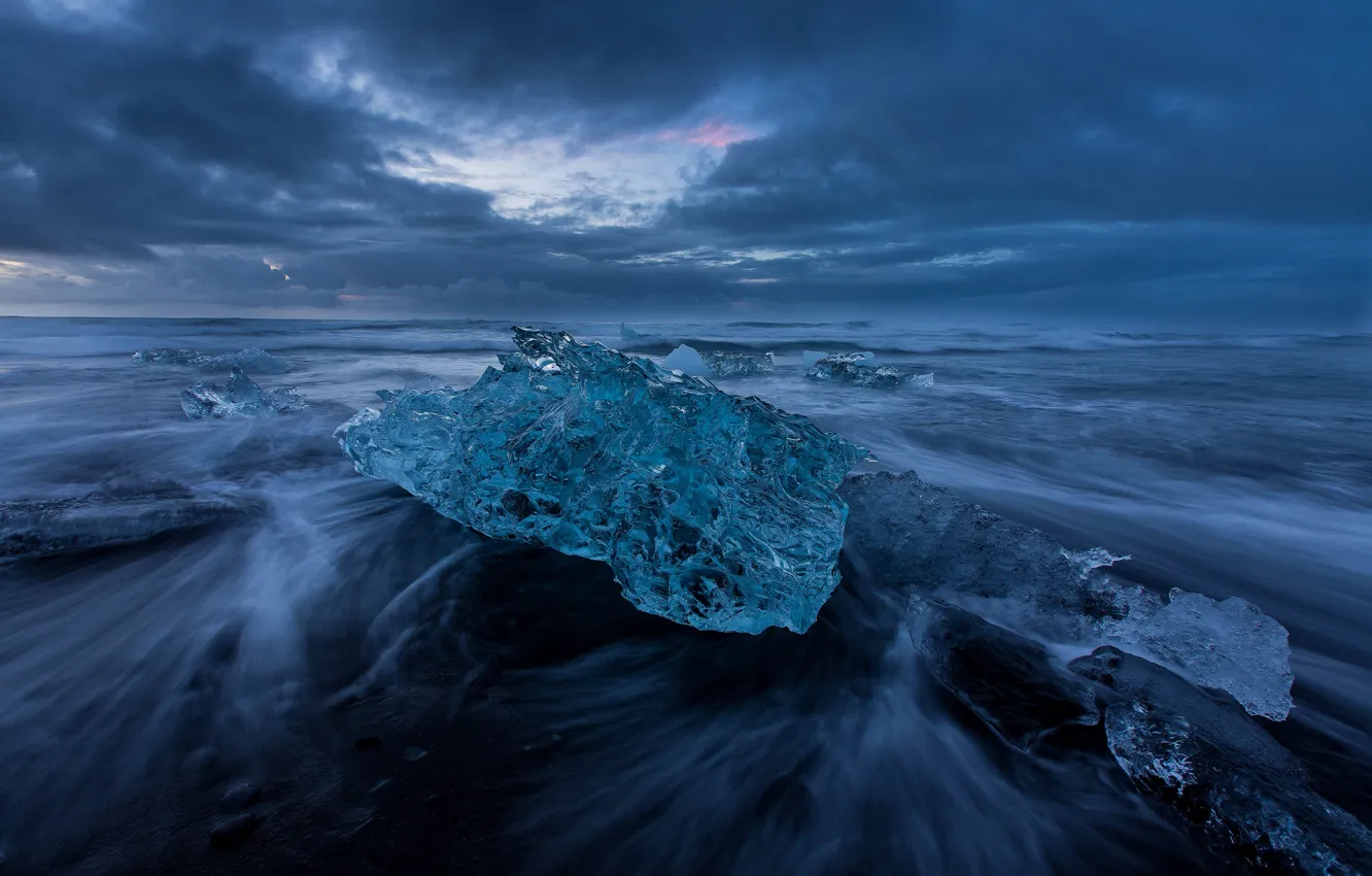 Фото обои море, берег, лёд