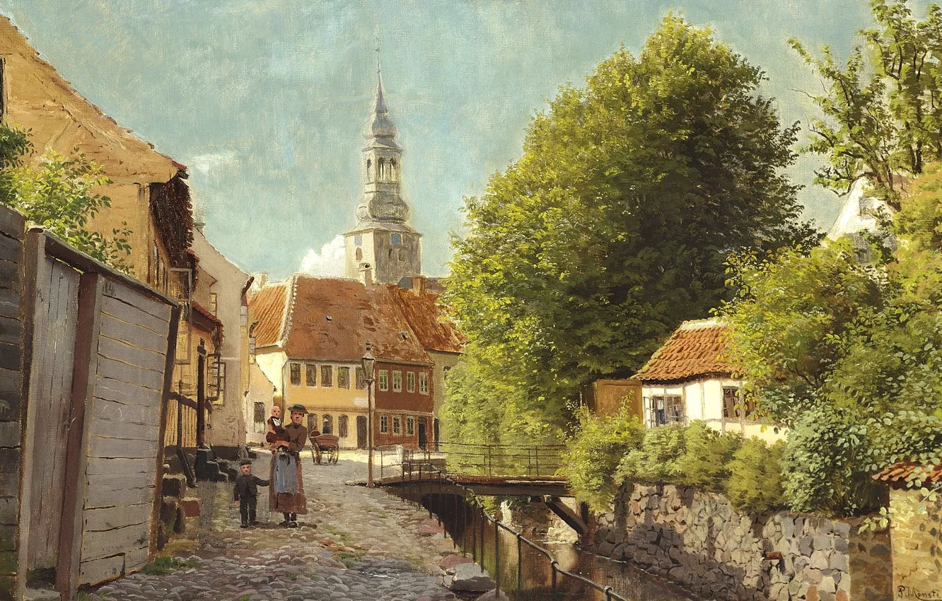 Фото обои 1880, датский живописец, Петер Мёрк Мёнстед, Peder Mørk Mønsted, Danish realist painter, oil on canvas, …