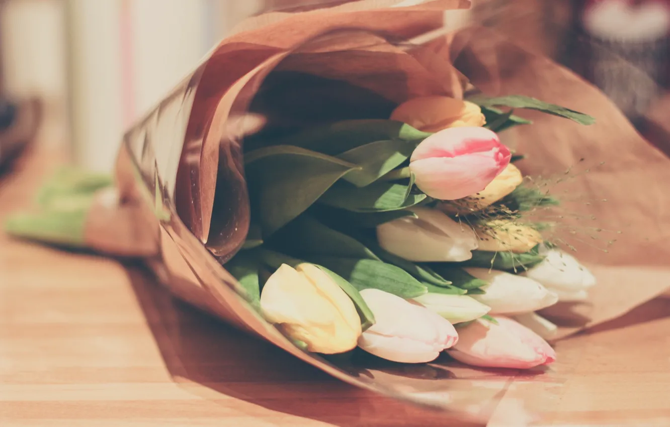 Фото обои цветы, букет, тюльпаны