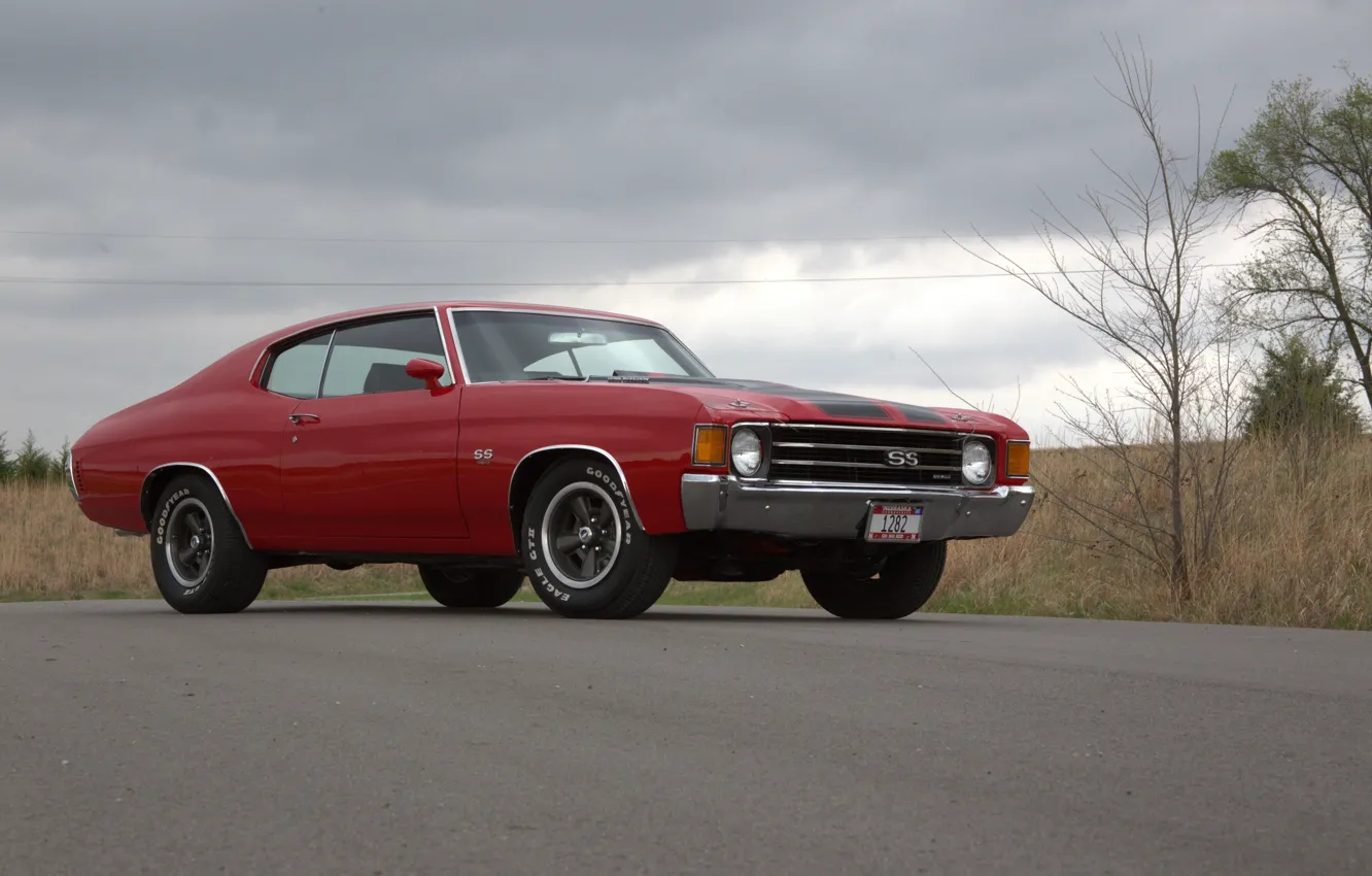 Фото обои Chevrolet, red, Chevelle, 1972