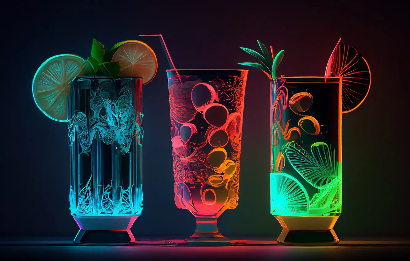 Фото обои лед, лимон, бокал, коктейль, лайм, lemon, ice, lime