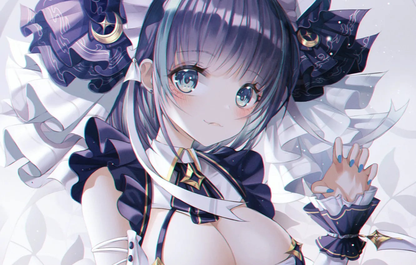 Фото обои girl, sexy, cleavage, long hair, dress, boobs, anime, blue eyes