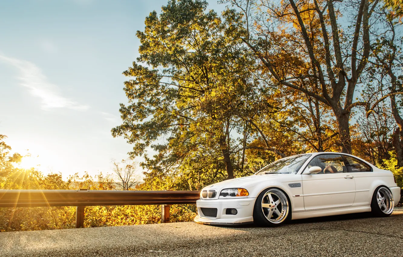 Фото обои белый, бмв, BMW, white, tuning, E46