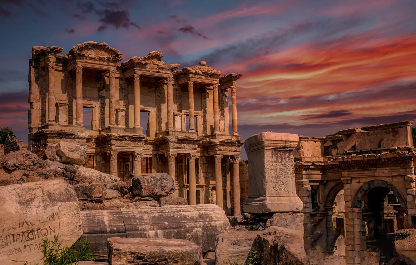 Фото обои руины, Турция, Эфес, библиотека Цельса