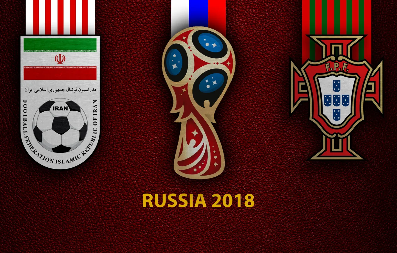 Фото обои wallpaper, sport, logo, football, FIFA World Cup, Russia 2018, Iran vs Portugal