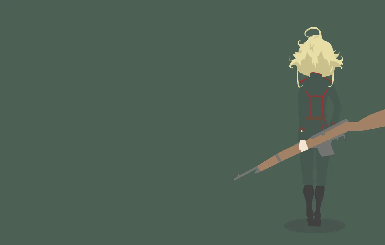 Фото обои green, girl, gun, soldier, military, weapon, war, anime
