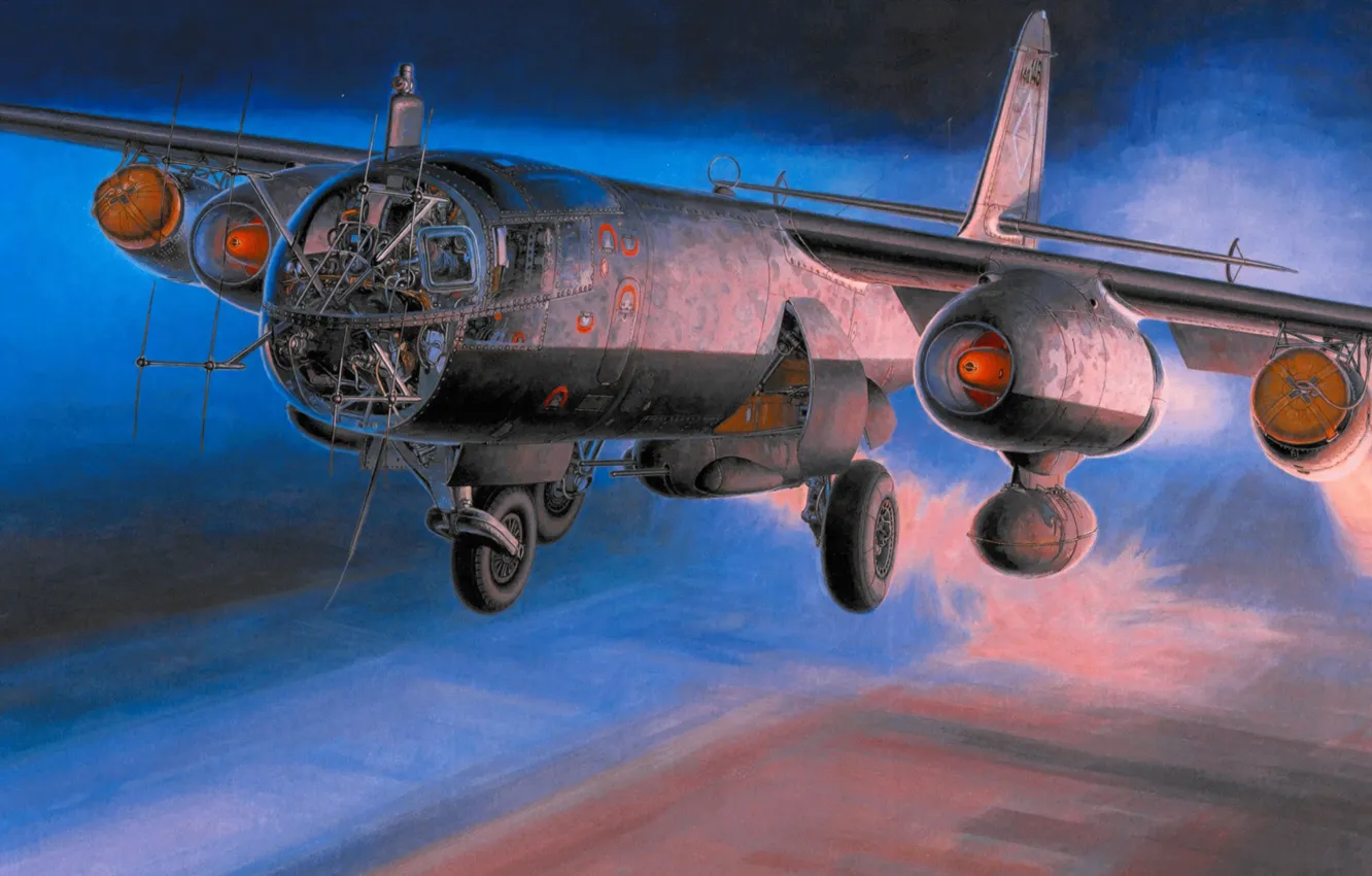 Фото обои bomber, war, art, painting, aviation, ww2, AradoAr-234B2