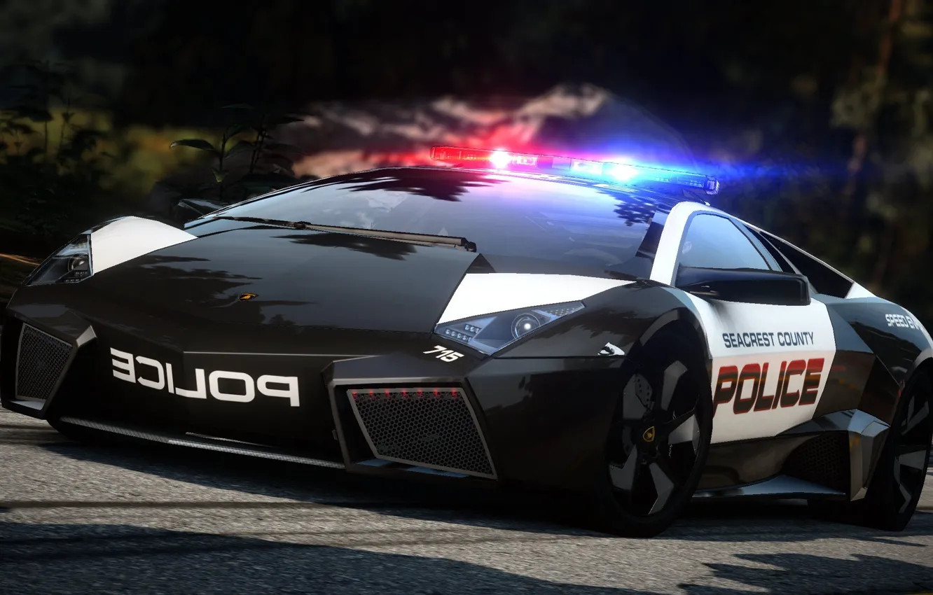 Фото обои дорога, полиция, погоня, суперкар, need for speed, Lamborghini Reventon, hot pursuit