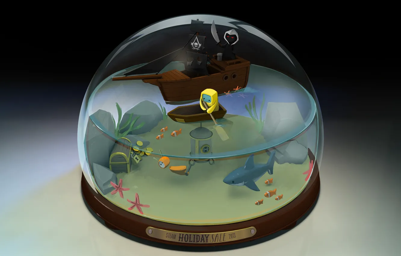 Фото обои assassins creed, Steam, 2013, snow globe, снежный шар