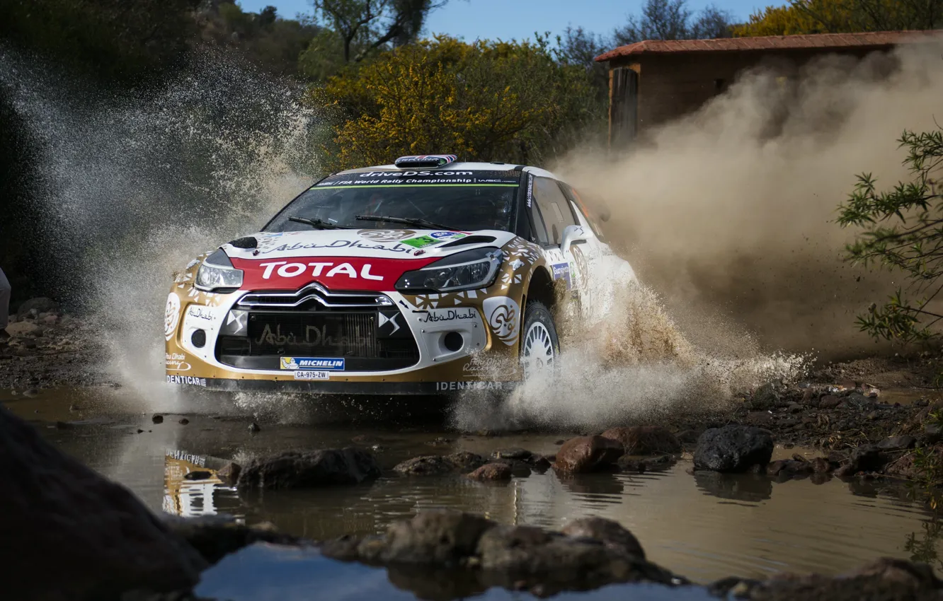 Фото обои Пыль, Citroen, Брызги, DS3, WRC, Rally, Ралли, Kris Meeke