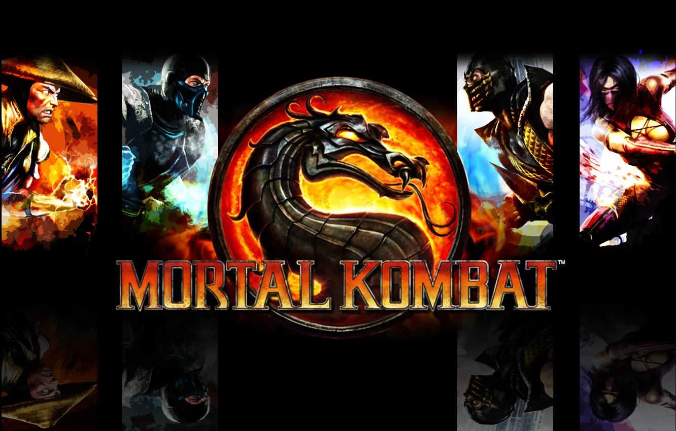 Фото обои Scorpion, dragon, Sub Zero, Mortal Kombat 9