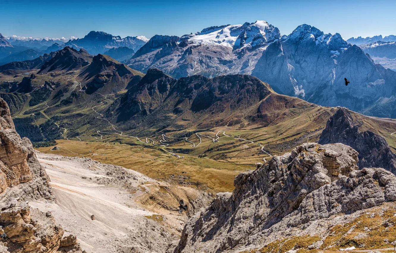 Фото обои горы, Италия, Доломитовые Альпы, Trentino Alto Adige, Dolomiti, Canazei