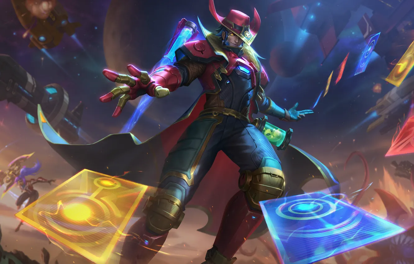 Фото обои фэнтези, League of Legends, Riot Games, Sivir, Twisted Fate, David Villegas, West Studio