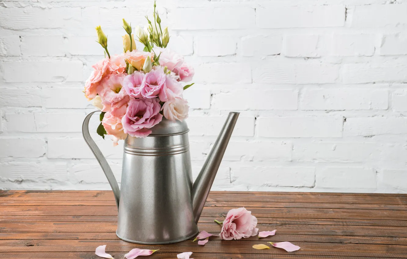 Фото обои букет, лепестки, эустома