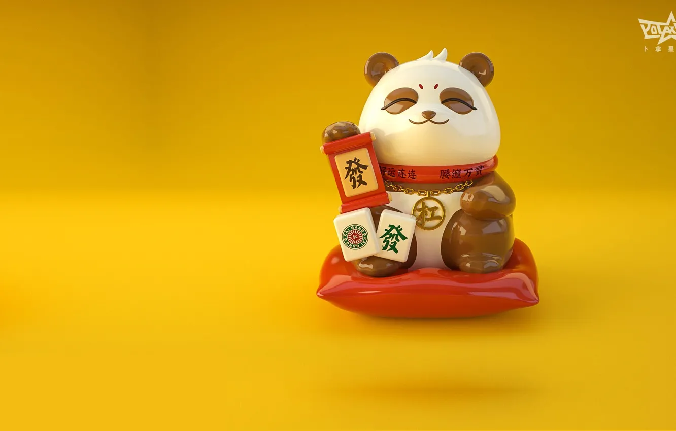Фото обои игра, арт, панда, маджонг, Lucky Panda, Jane Ye