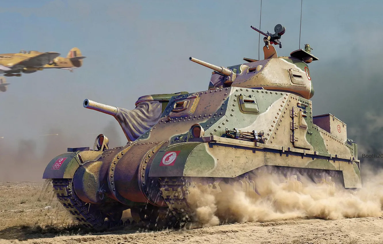 Фото обои Великобритания, средний танк, M3 Lee, British Army, Владимир Бут, Grant Mk.I, M3 Grant