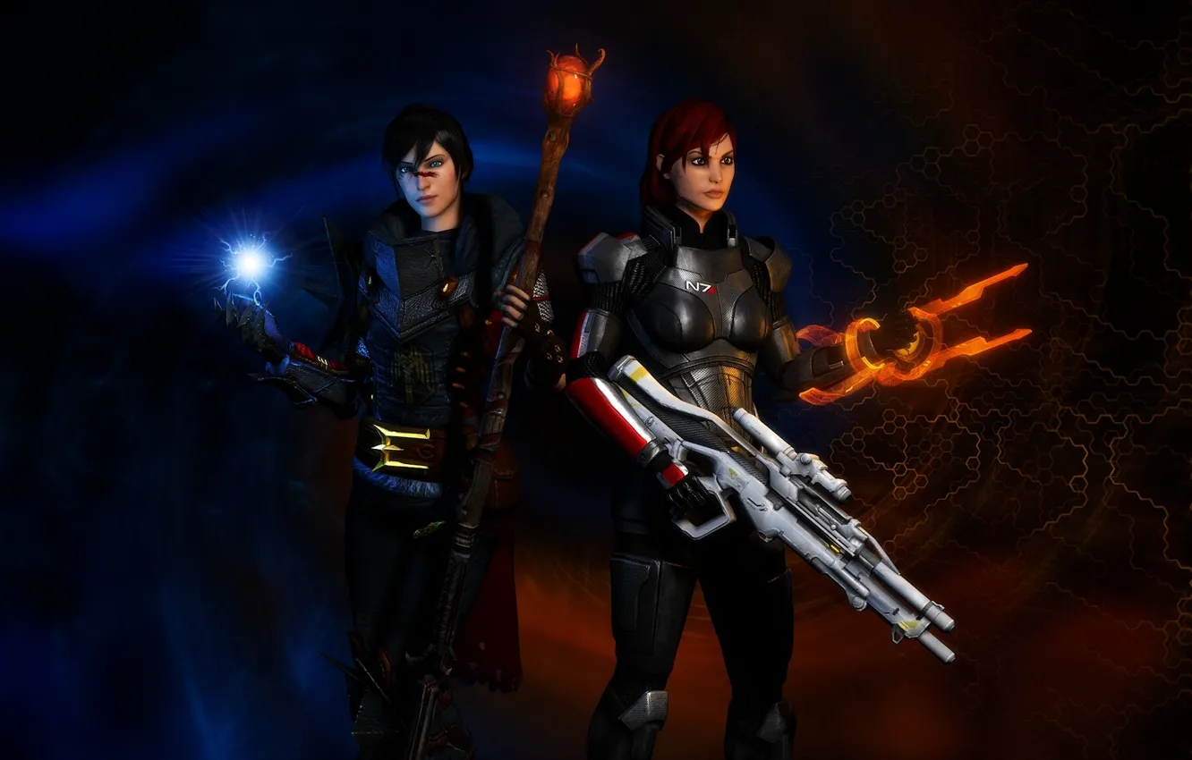 Фото обои dragon age, mass effect 3, Shepard, Hawke