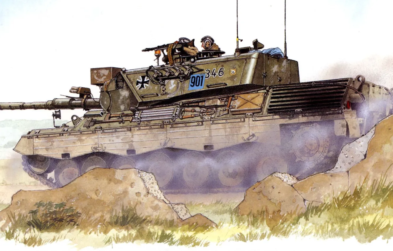 Фото обои рисунок, танк, боевой, Leopard, ФРГ, основной, Леопард 1, 1960-х годов