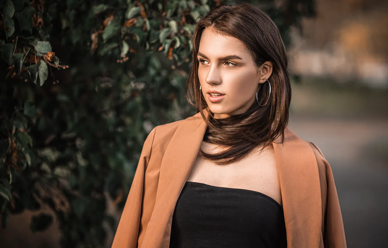 Фото обои взгляд, девушка, природа, лицо, боке, Васильев Владимир