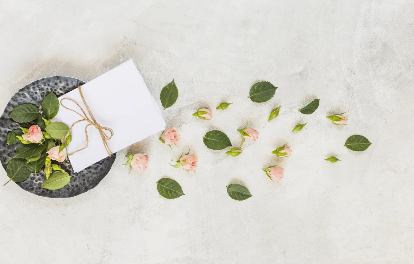 Фото обои розы, бутоны, конверт, Romantic
