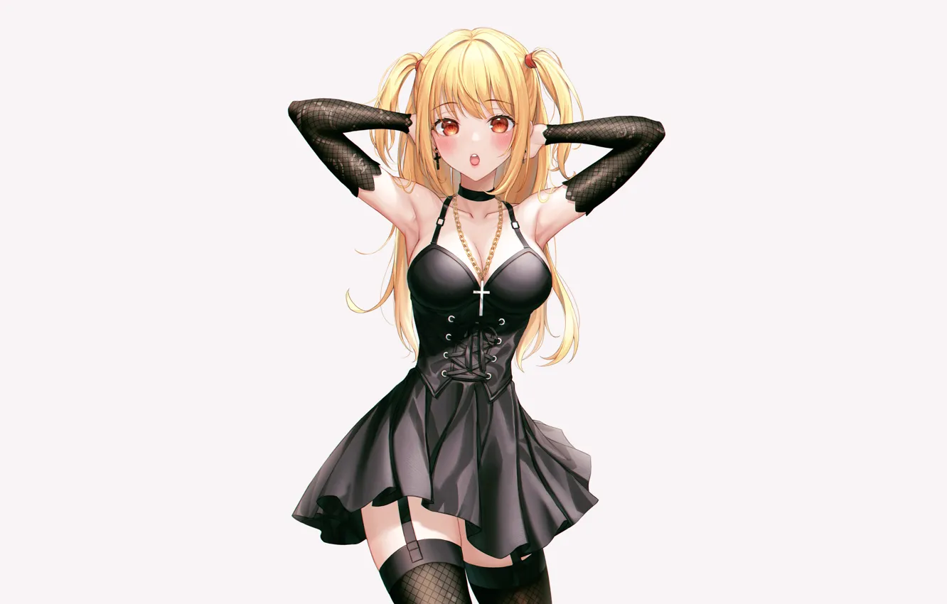 Фото обои girl, sexy, Death Note, cleavage, thighhighs, long hair, dress, boobs