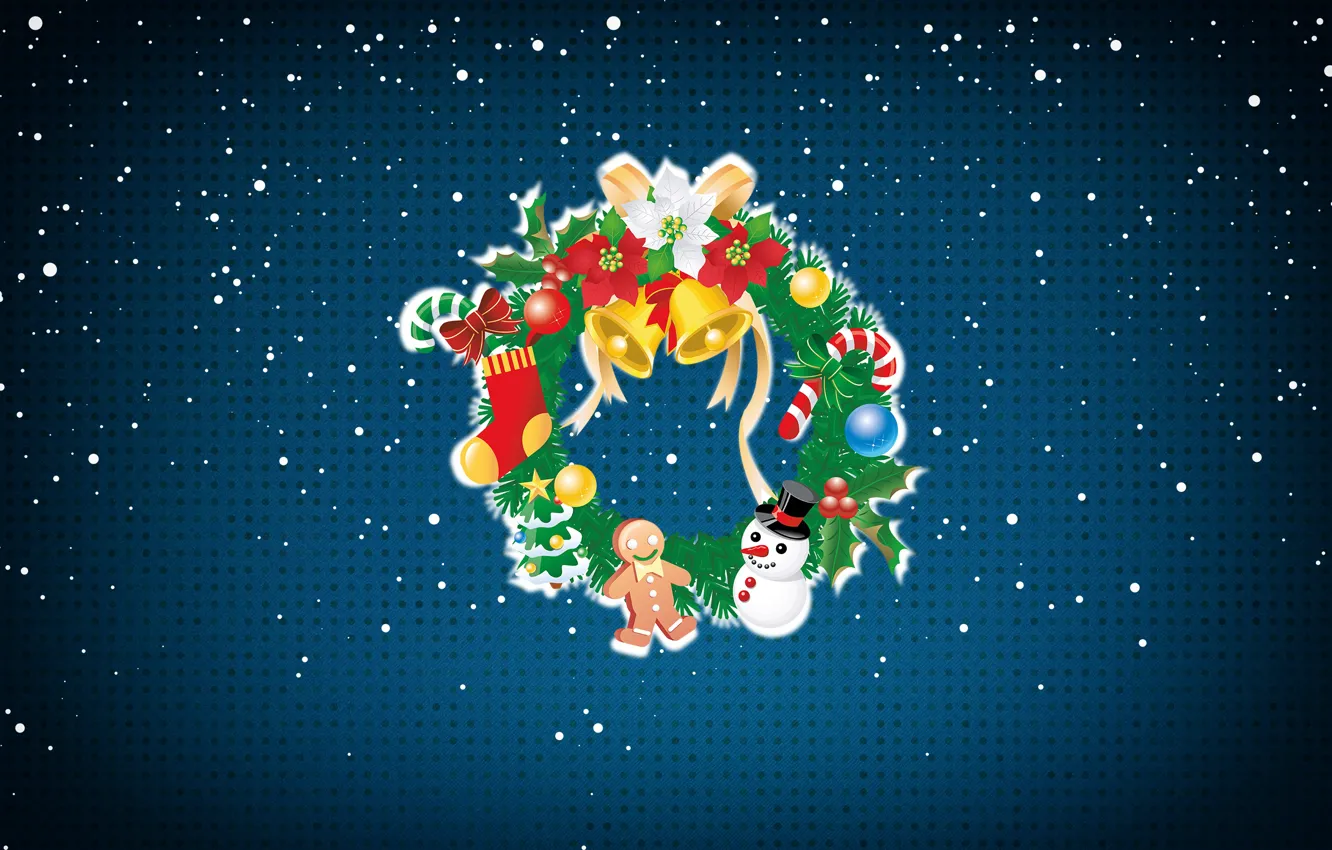Фото обои Минимализм, Снег, Рождество, Снежинки, Фон, Новый год, Праздник, Арт