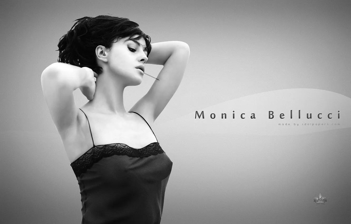Фото обои чёрно-белое, актриса, monica bellucci, моника беллучи