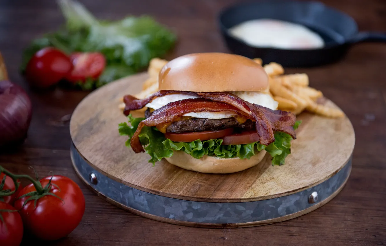 Фото обои egg, health, bacon, burger