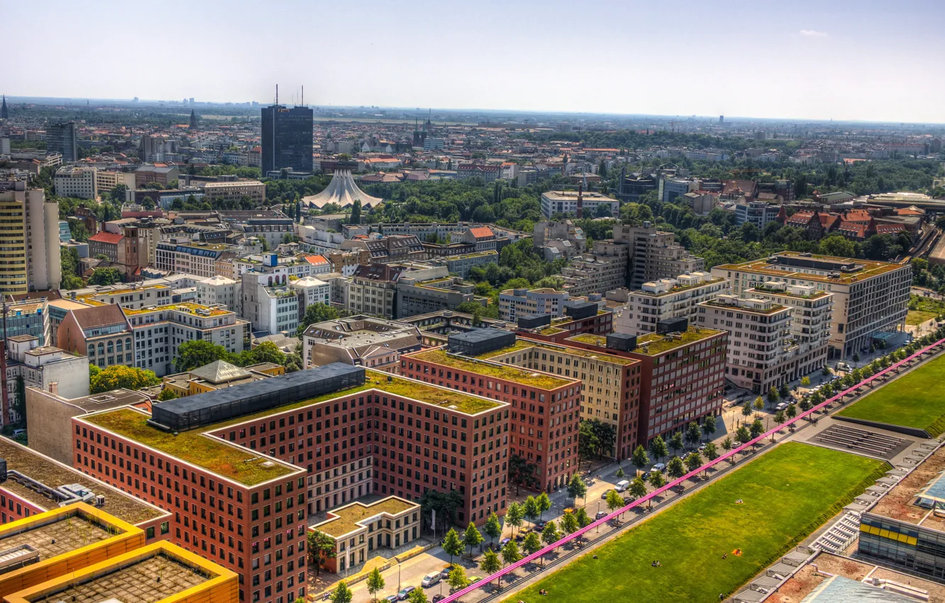 Фото обои город, фото, дома, Германия, горизонт, сверху, мегаполис, Berlin