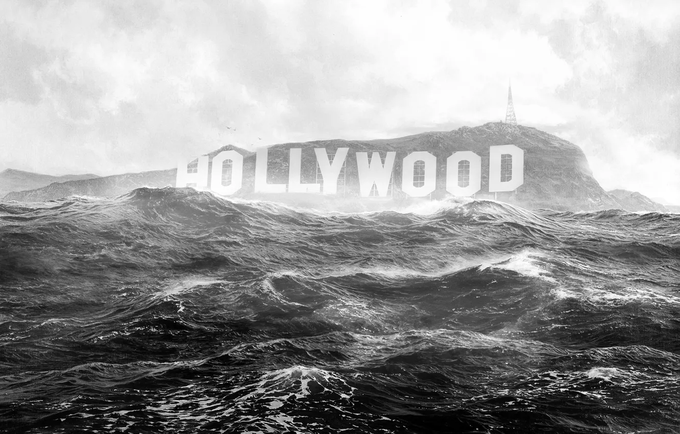 Фото обои наводнение, потоп, конец света, hollywood, Hollywood Sign