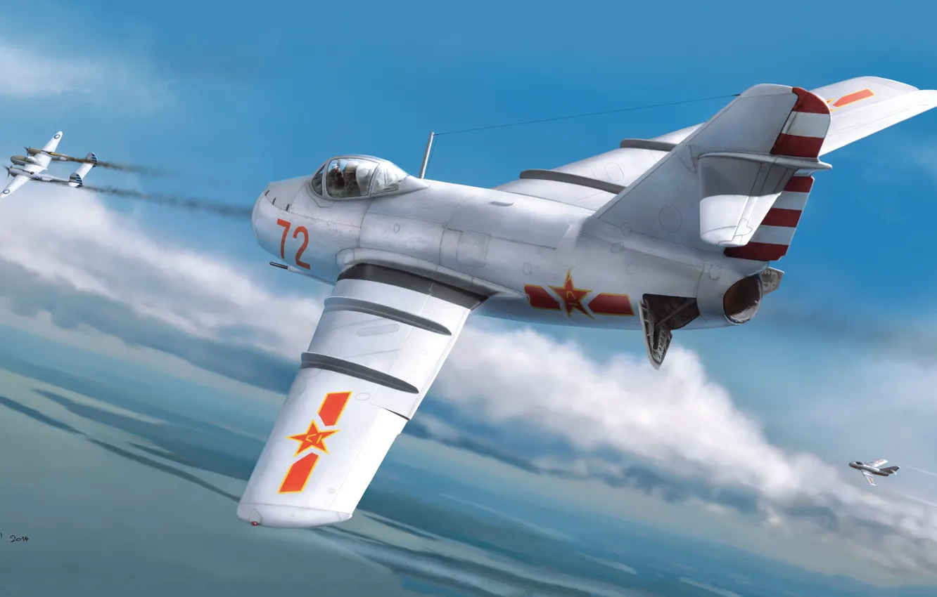 Фото обои истребитель, Китай, МиГ-15, MiG-15, НОАК, Kateřina Borecká