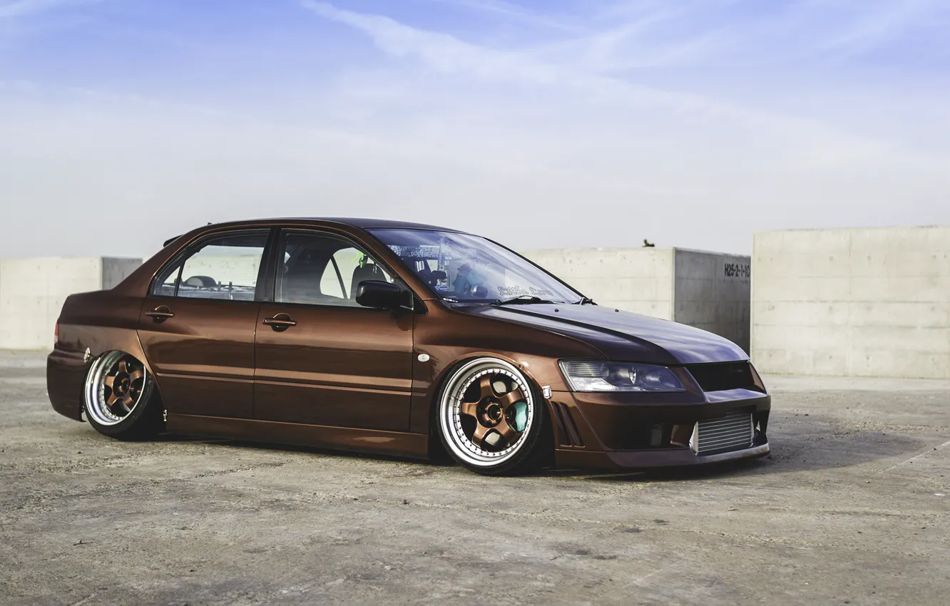 Фото обои Mitsubishi, tuning, lancer, stance, evolution 9