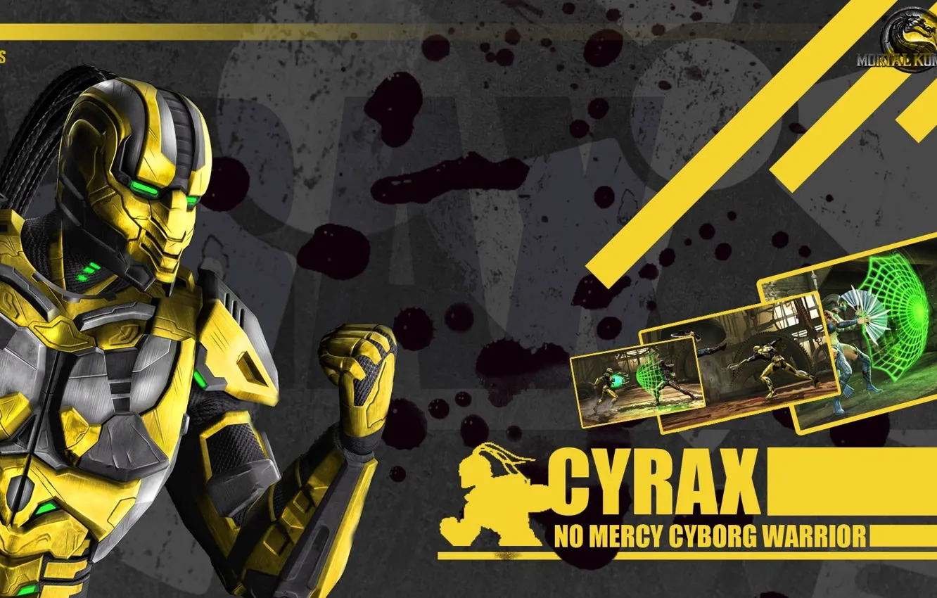 Фото обои yellow, Mortal Kombat 9, cyborg, Cyrax