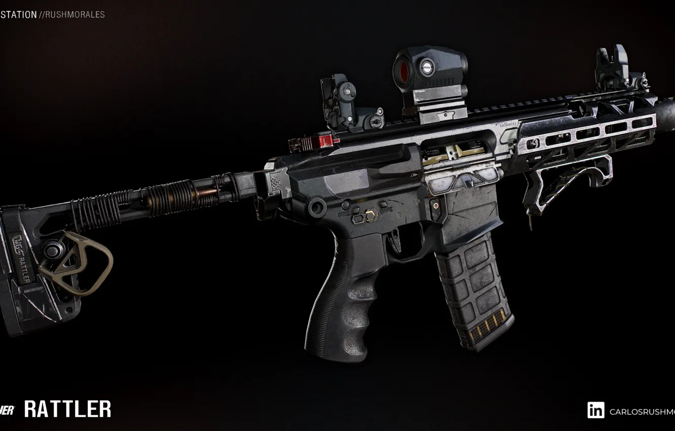 Фото обои рендеринг, оружие, винтовка, weapon, render, custom, рендер, 3d art