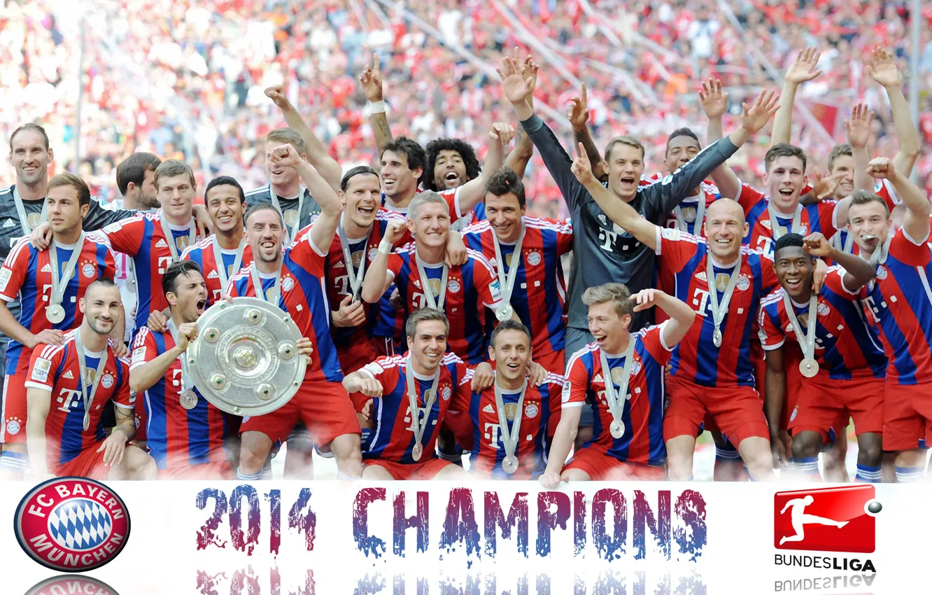 Фото обои Wallpaper, FC Bayern Munich, 2014 Bundesliga Champions