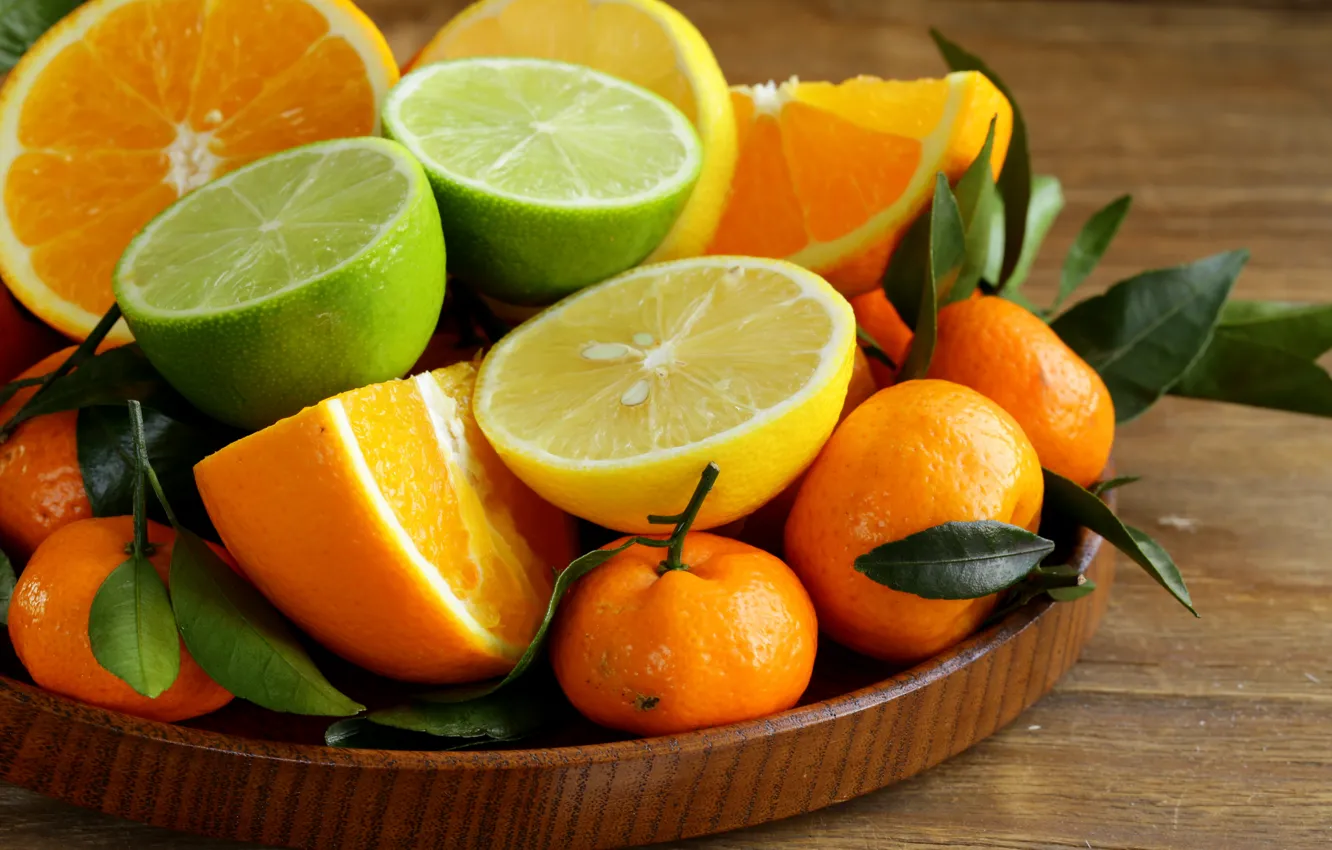 Фото обои апельсины, лайм, цитрусы, лимоны, мандарины