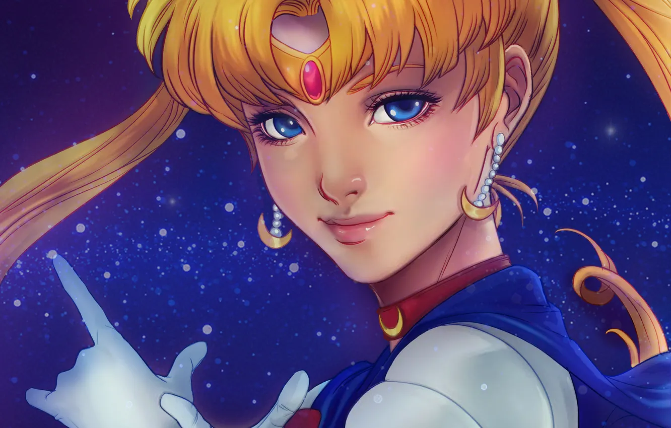 Фото обои взгляд, серьги, арт, Sailor Moon, Сейлор Мун