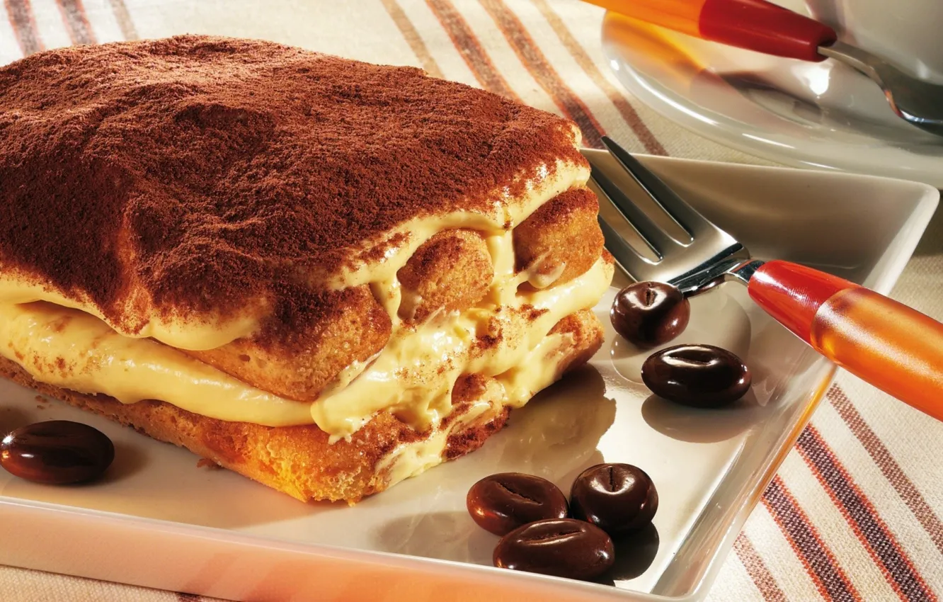 Фото обои cake, food, chocolate, coffee, cream, dessert, cocoa, fork
