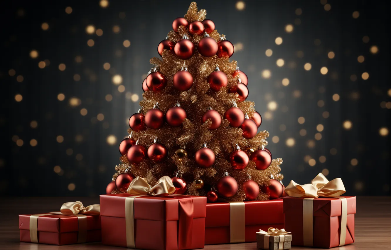 Фото обои елка, Рождество, подарки, Новый год, Christmas, tree, decoration, gift boxes
