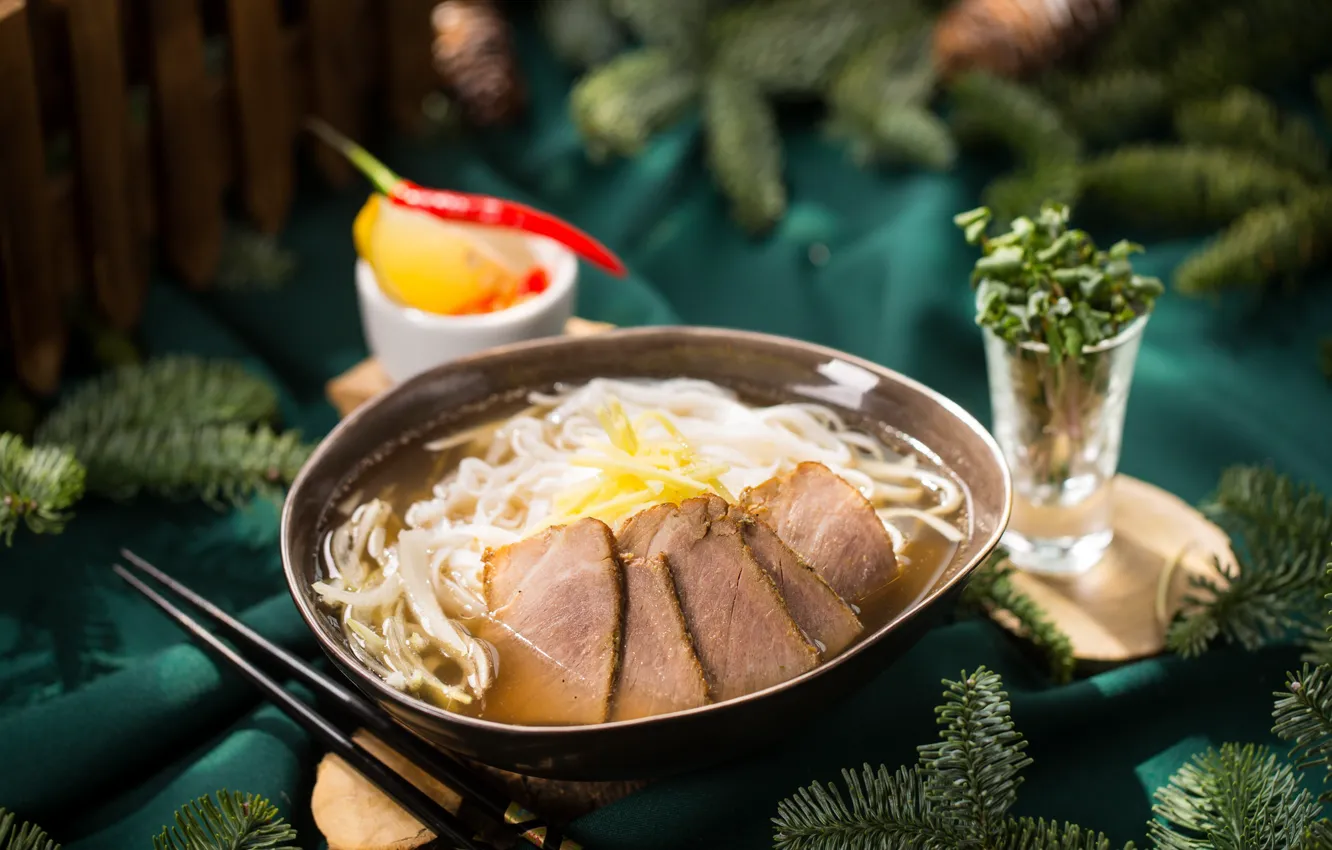 Фото обои мясо, Лапша, первое блюдо