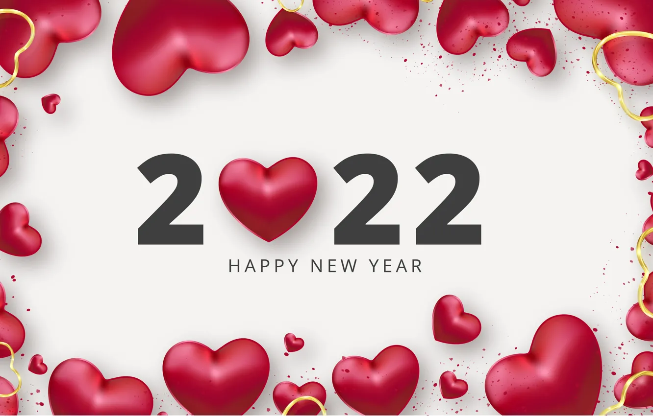 Фото обои любовь, сердце, цифры, сердечки, Новый год, red, love, new year
