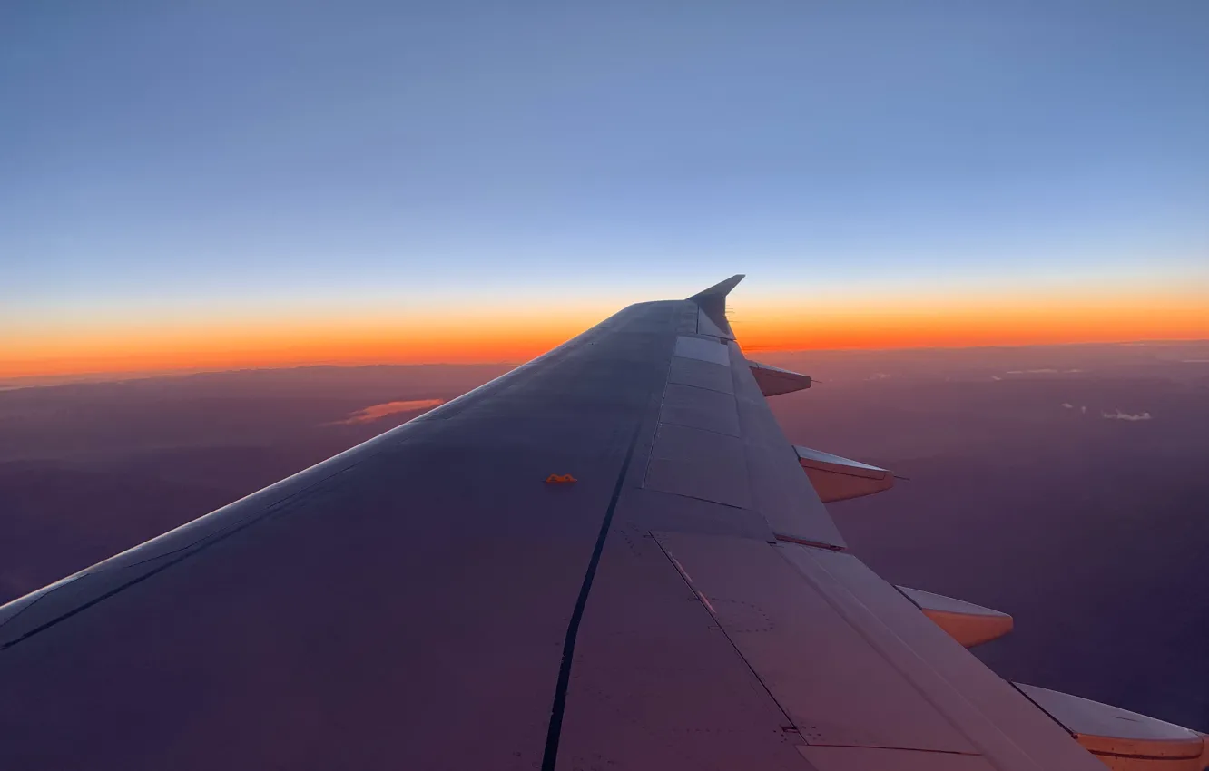 Фото обои Sky, Plane, Wing, Fly, High, Sun Goes Down, Gavin Bueu